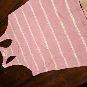 PINK Victoria's Secret Purple Sequin Striped Tank Large